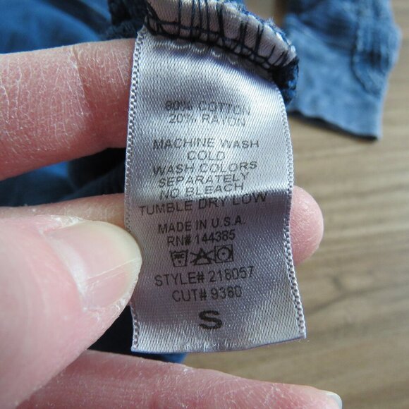 ABLE Distressed Blue Waffle Knit Crochet Cuff Swing Dress Boho Casual - Size S - Picture 15 of 15